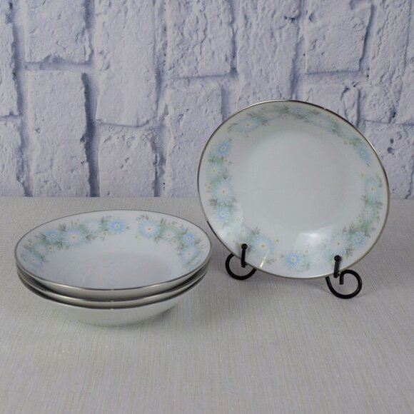 Noritake Blue Charm Flowers Platinum Bowls 4-Set - Picture 9 of 10
